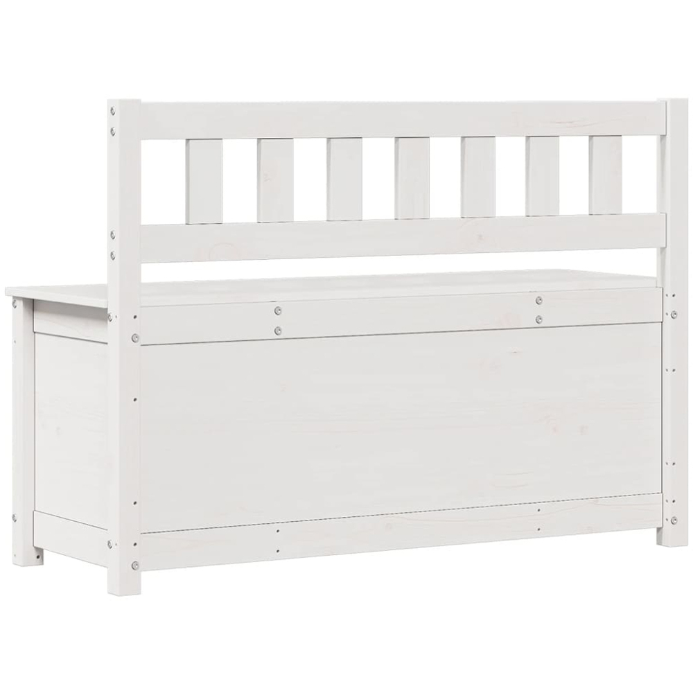 vidaXL White Solid Wood Pine Storage Bench 110 x 41 x 76.5cm Image 4