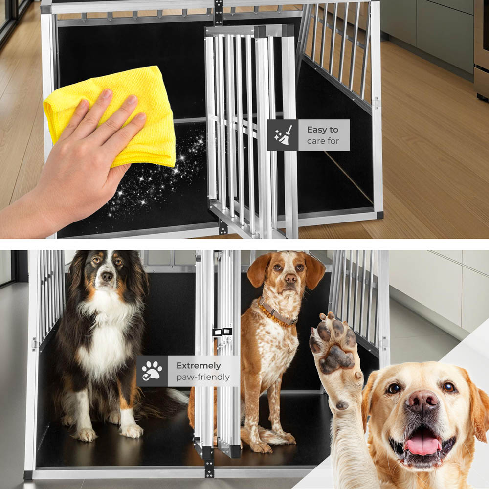 tectake Black Double Dog Crate 104cm Image 5