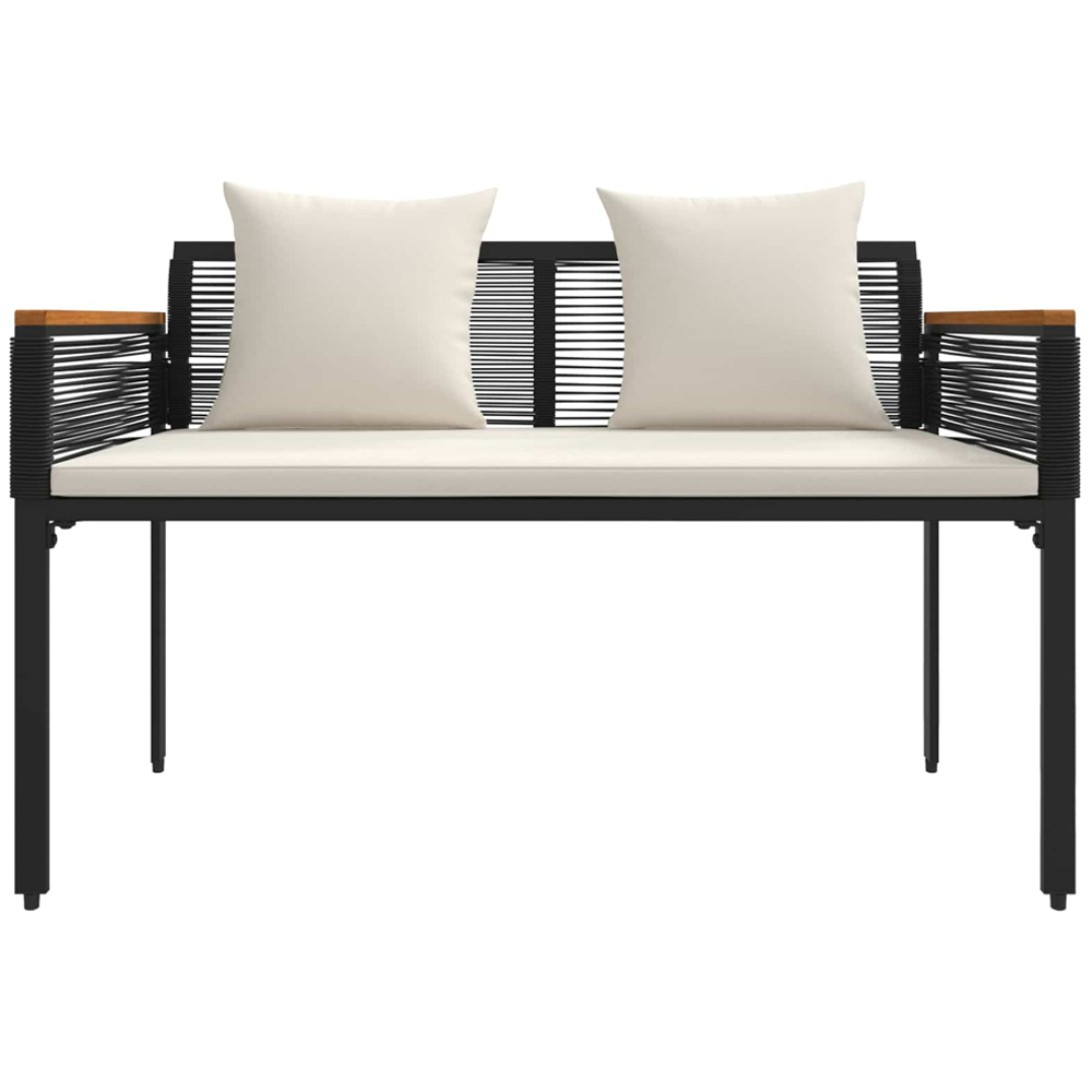 vidaXL Cream and Black Poly Rattan Garden Bench with Cushion 117 x 54 x 74.5cm Image 4