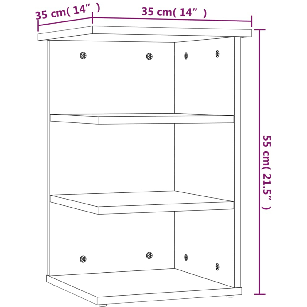 vidaXL 3 Shelf Smoked Oak Wooden Side Cabinet Image 9
