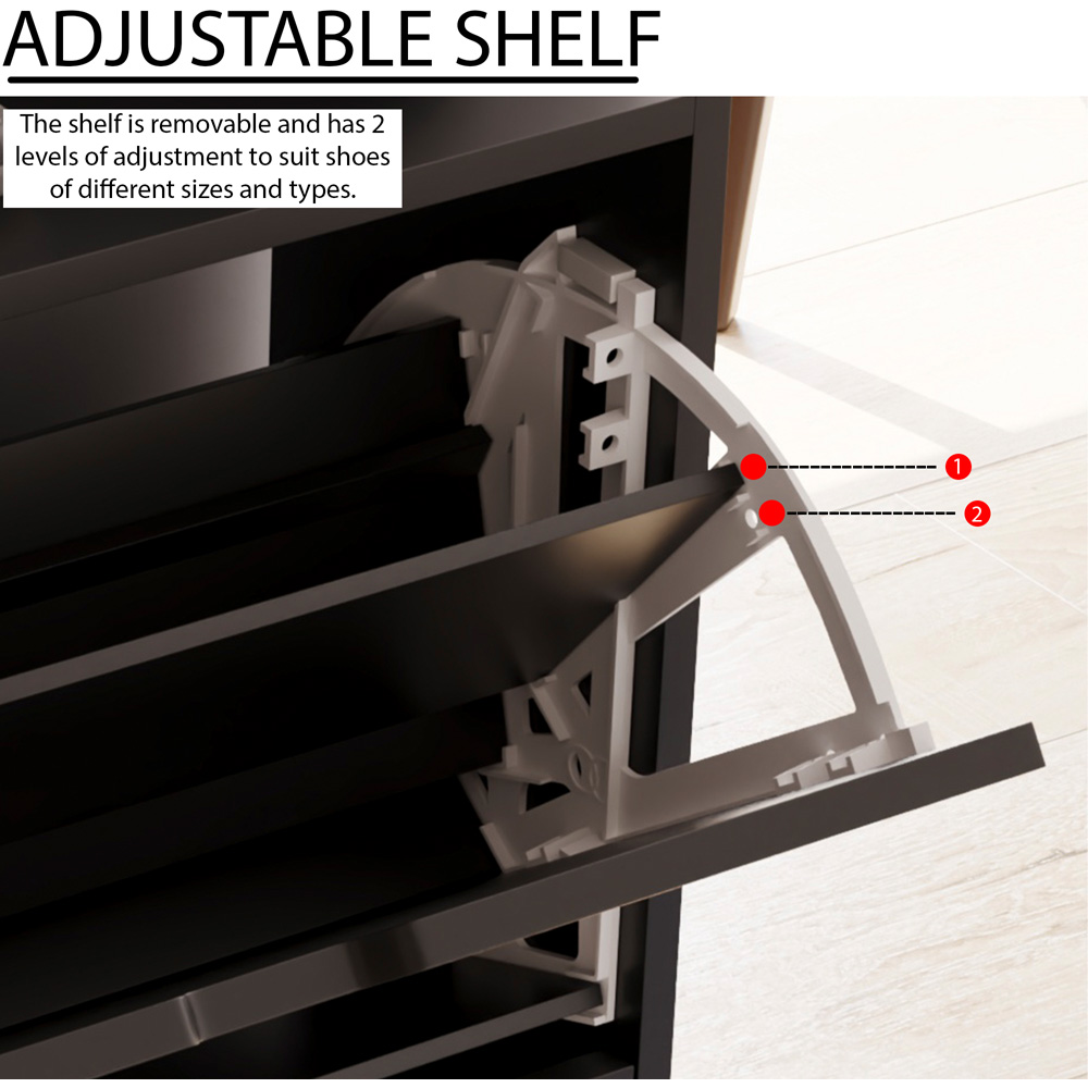 Vida Designs 3 Drawer Black Shoe Cabinet Image 7