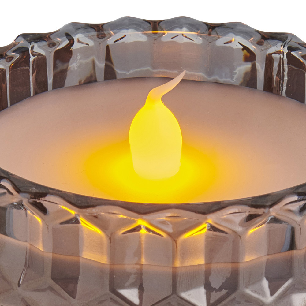 Wilko Smoked Glass LED Candle Jar Image 4