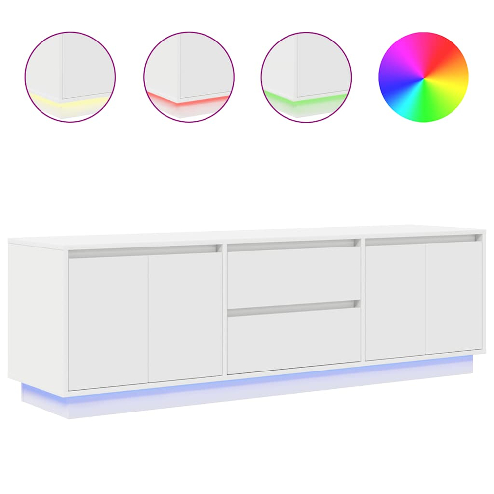 vidaXL 4 Door 2 Drawer White TV Cabinet with LED Lights Image 8