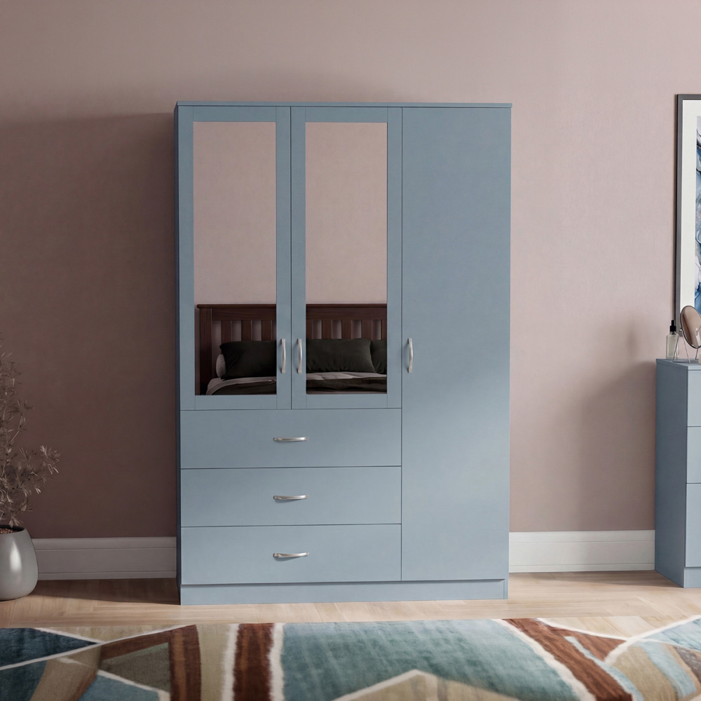 VIDA DESIGNS Riano 3 Door 3 Drawer Grey Mirrored Wardrobe Image 3