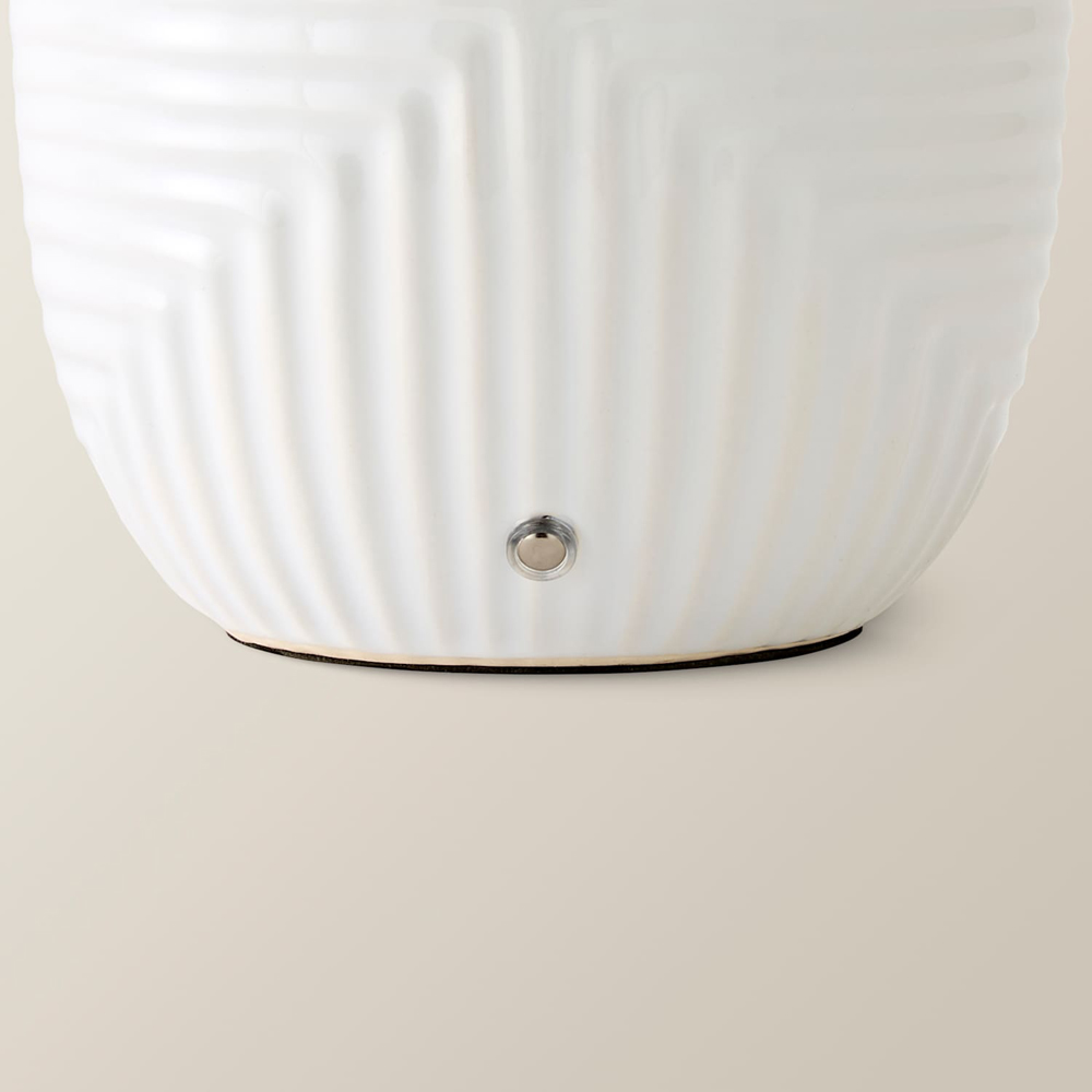 ValueLights Harrison White Geometric Ribbed Rechargeable Medium Table Lamp Image 5