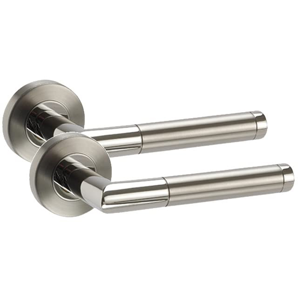 Golden Grace Duo Chrome Mitred Modern Latch Door Handle Set Image 2