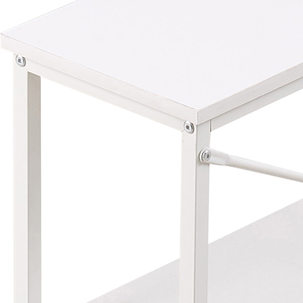 Living and Home 2 Shelf White L-Shaped Office Desk with Storage Bag Image 5