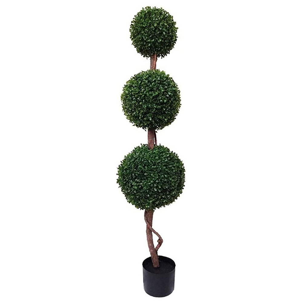 GreenBrokers Artificial Boxwood Triple Ball Topiary Trees 120cm 2 Pack Image 1