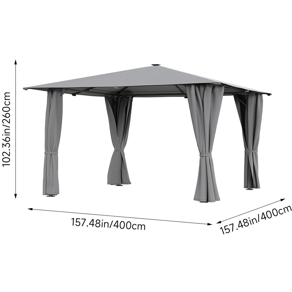 Living and Home Light Grey Solar LED Metal Patio Gazebo 4 x 2.6m Image 8