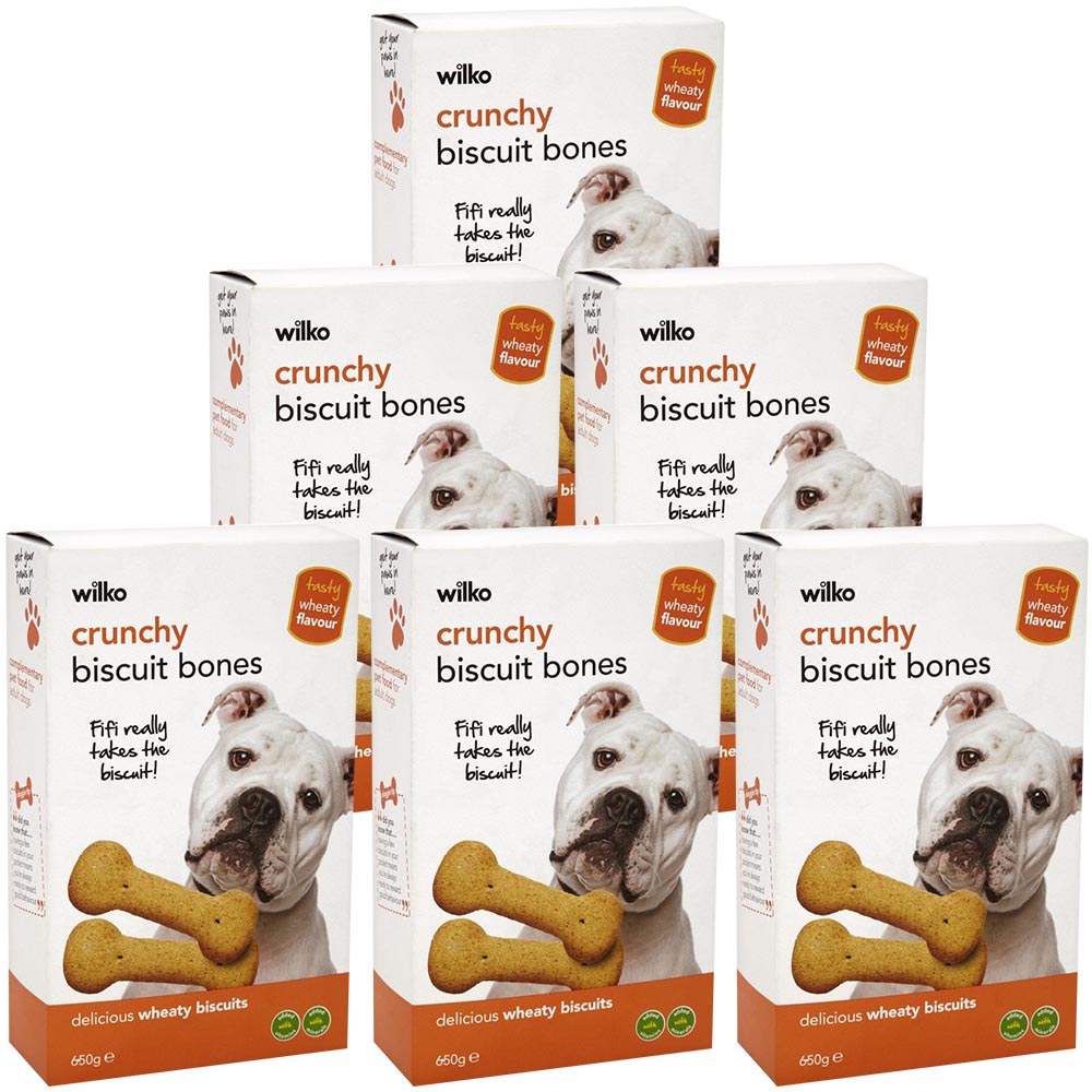 Wilko Crunchy Biscuit Bones Dog Treats Case of 6 x 650g Image 1