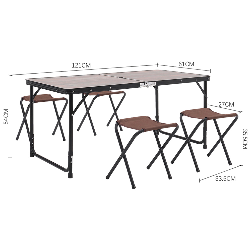 Living and Home 4 Seater Foldable Outdoor Picnic Table with Parasol Hole Image 9