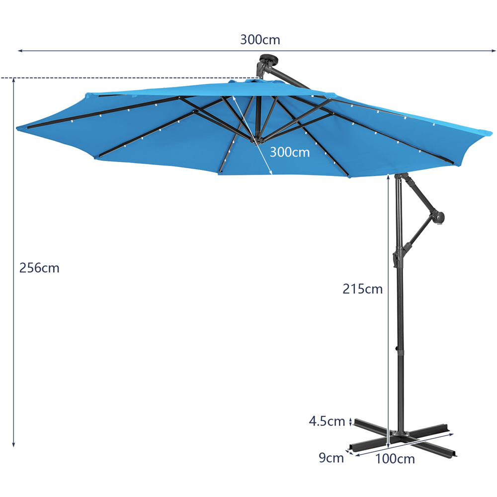 Costway Blue LED Cantilever Parasol 3m Image 9
