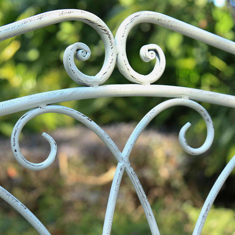 GlamHaus Andalusia Antique White Garden Bench Image 5