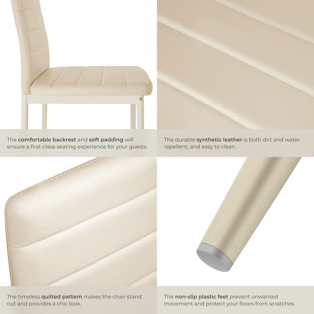 tectake Set of 6 Beige High Backrest Padded Dining Chair Image 6