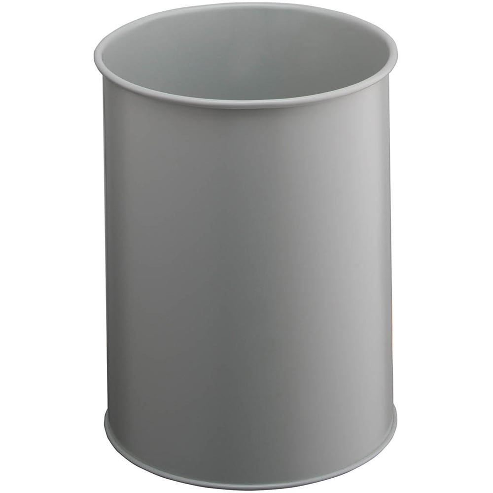 Durable Grey Round Metal Waste Bin 15L Image 1