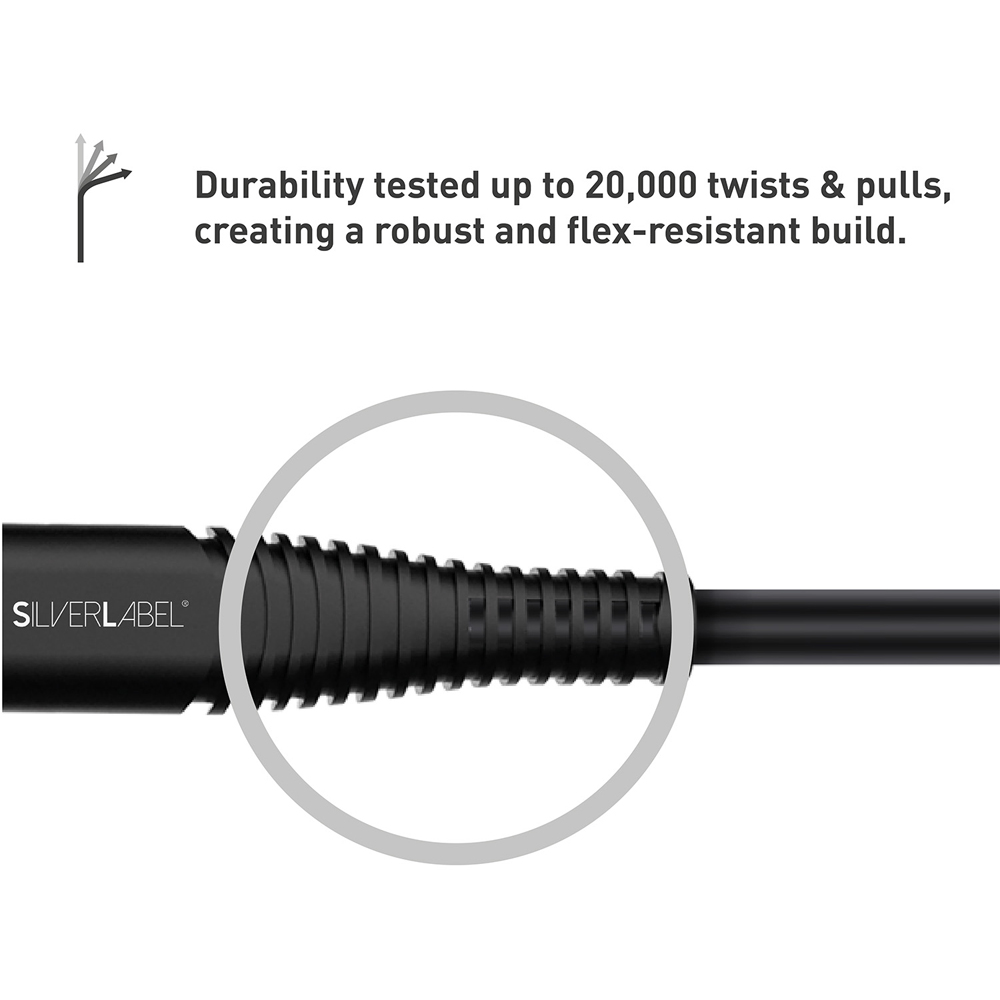 SilverLabel Black Micro USB Cable 1m Image 5