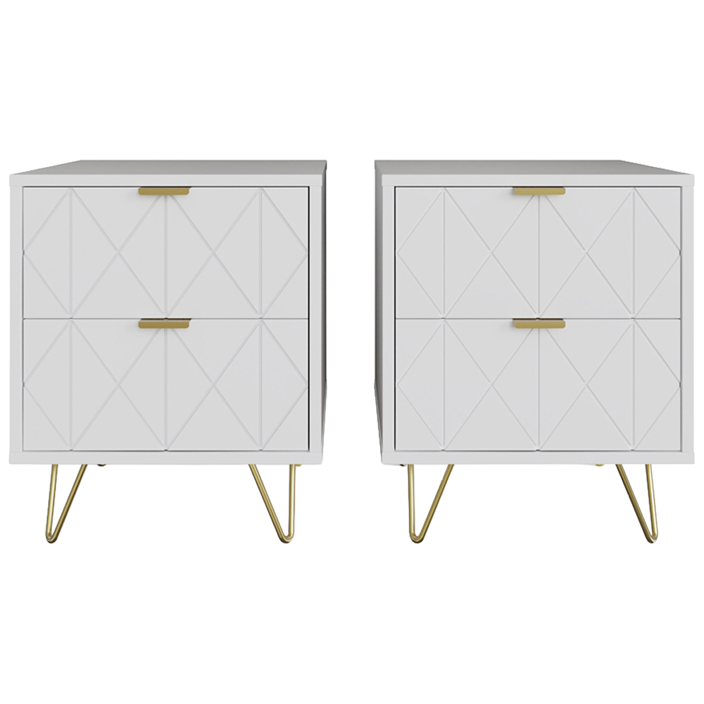 GFW Alora 2 Drawer White Bedside Table Set of 2 Image 4