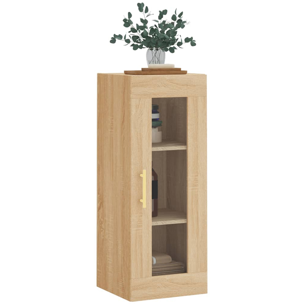 vidaXL Single Glass Door Brown Sonoma Oak Wall Mounted Cabinet Image 3