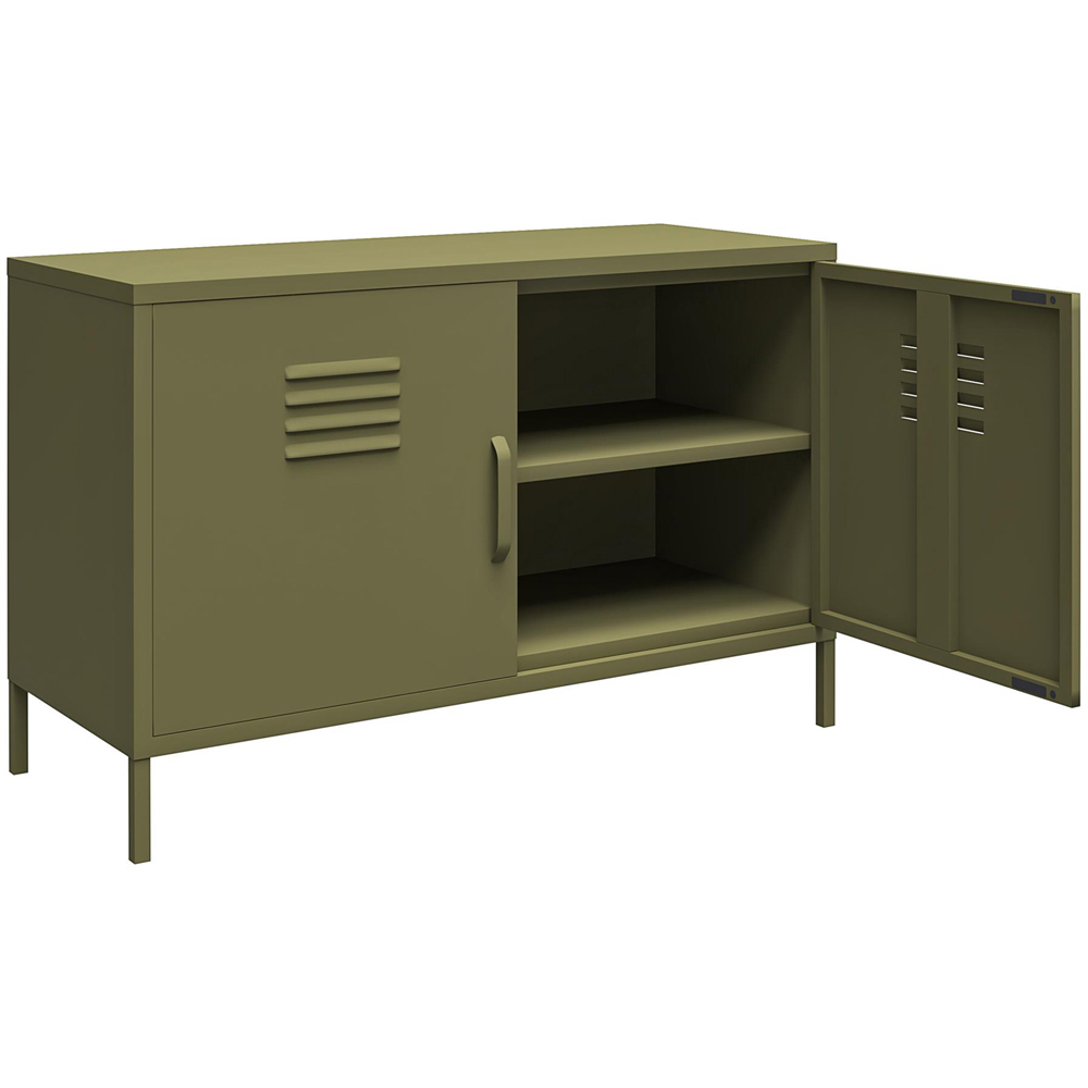 Dorel Bradford 2 Door 2 Shelf Olive Green Metal Accent Cabinet Image 4