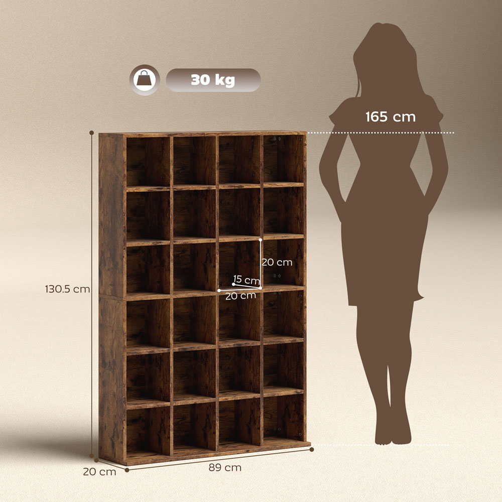 Portland 24 Shelf Rustic Brown Media Storage Rack Image 9