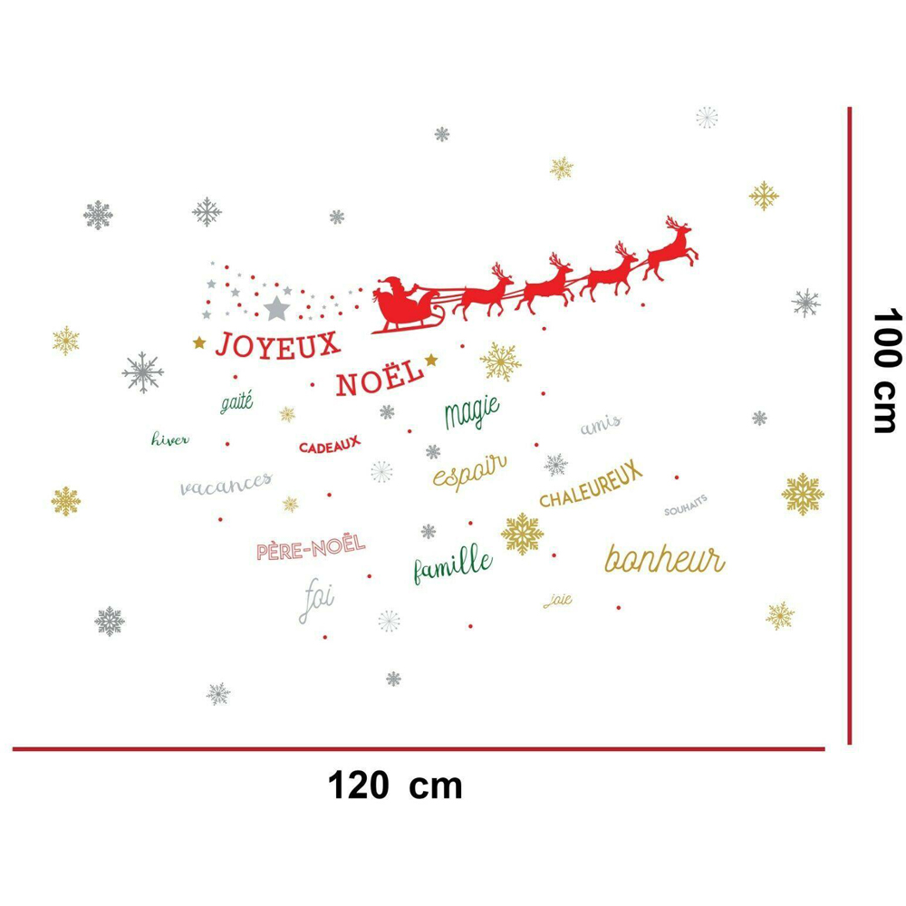 Walplus French Christmas Quotes with Reindeer Sleigh Self Adhesive Wall Sticker 71 Piece Image 3