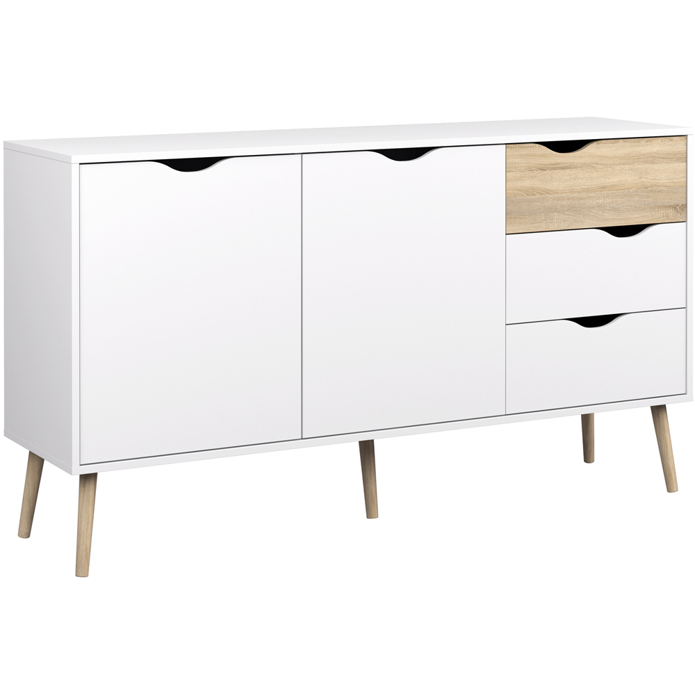 Florence 2 Door 3 Drawer White and Oak Sideboard Image 2