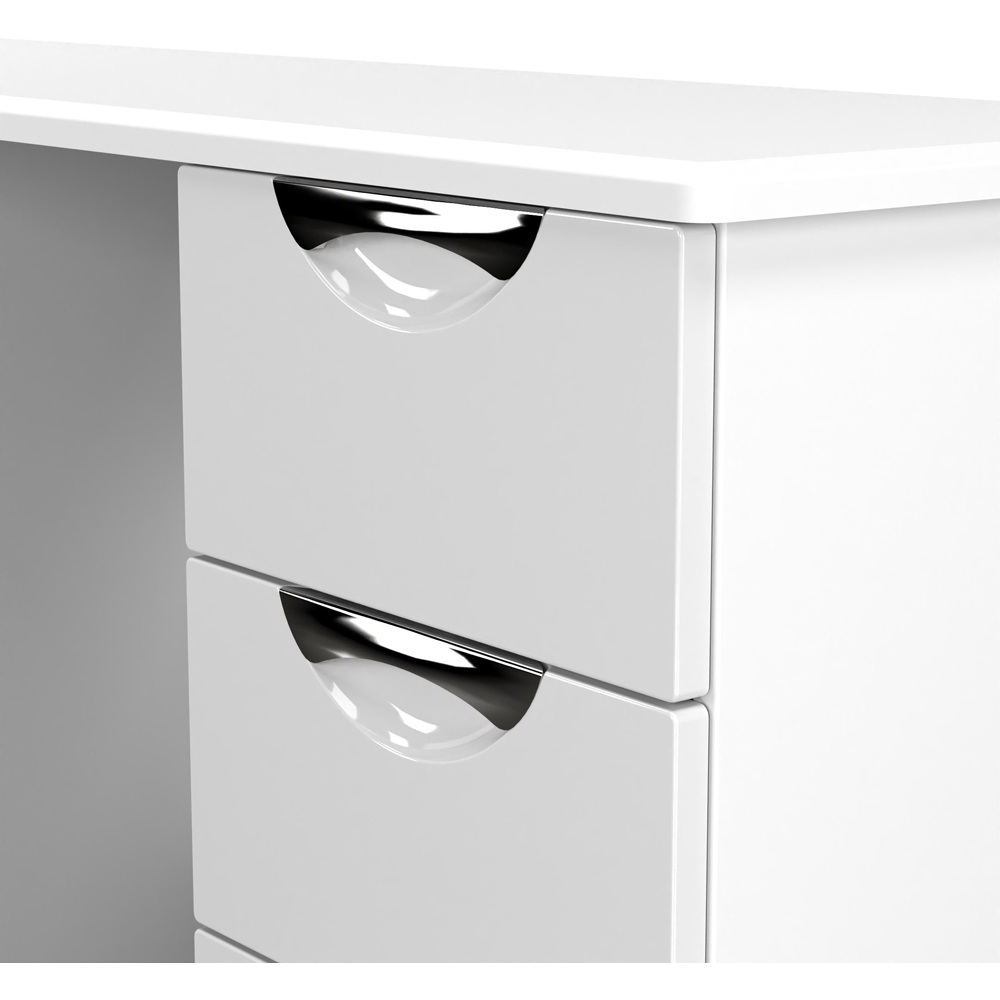 Crowndale Camden 6 Drawer White Gloss and White Kneehole Desk Ready Assembled Image 5