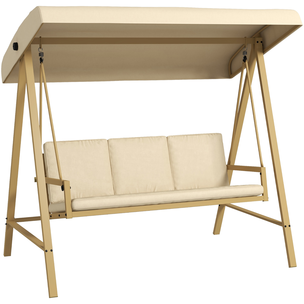 Outsunny 3 Seater Beige Swing Chair with Canopy Image 2