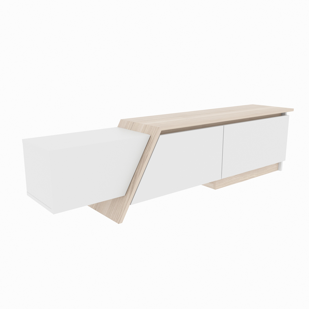 Decorotika Zonas 3 Door White and Cordoba TV Unit Image 2