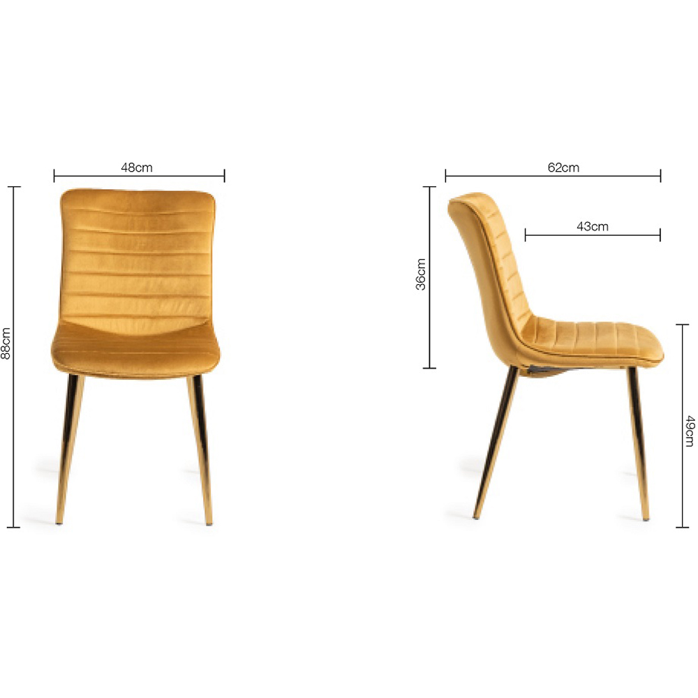 Bentley Designs Rothko Set of 2 Mustard Velvet Dining Chair Image 7