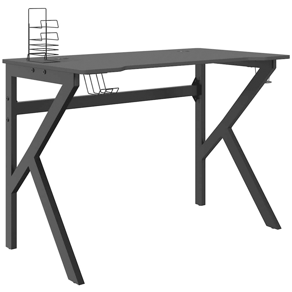 vidaXL K-Shaped Leg Gaming Desk with Headphone Holder Black 110cm Image 2