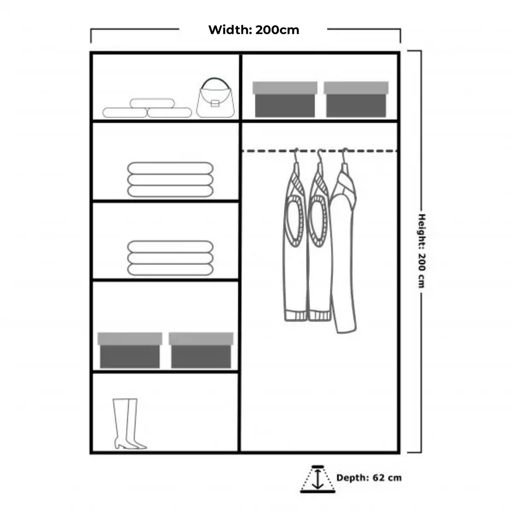 M N Furniture Inovo 2 Door White High Gloss Mirrored Sliding Wardrobe 200cm Image 4