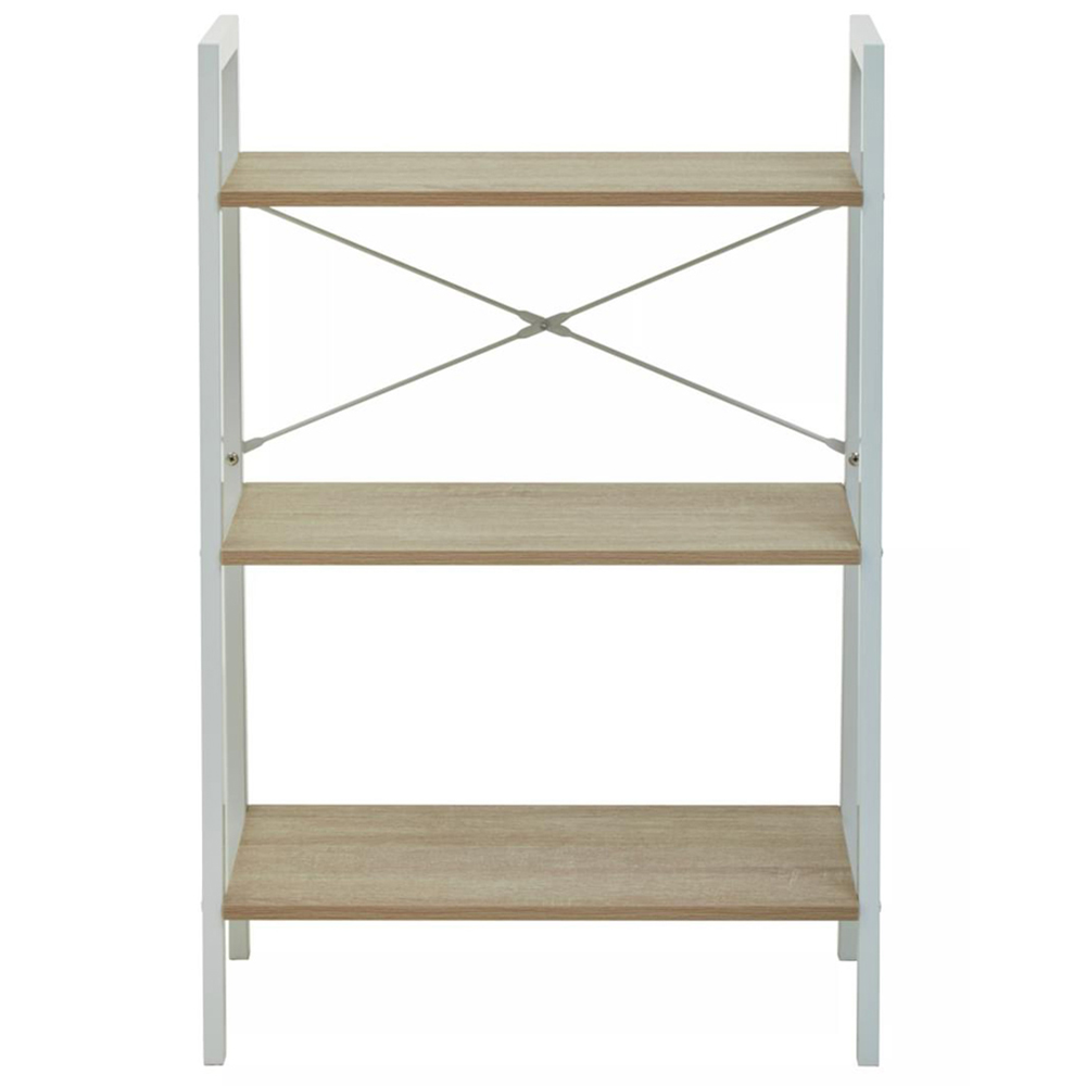 Premier Housewares Bradbury 3 Shelf Natural Oak Veneer Ladder Bookshelf Image 3