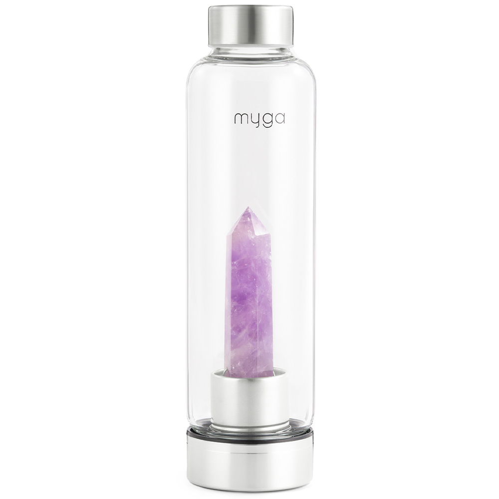 Myga Amethyst Crystal Glass Water Bottle 500ml Image 1