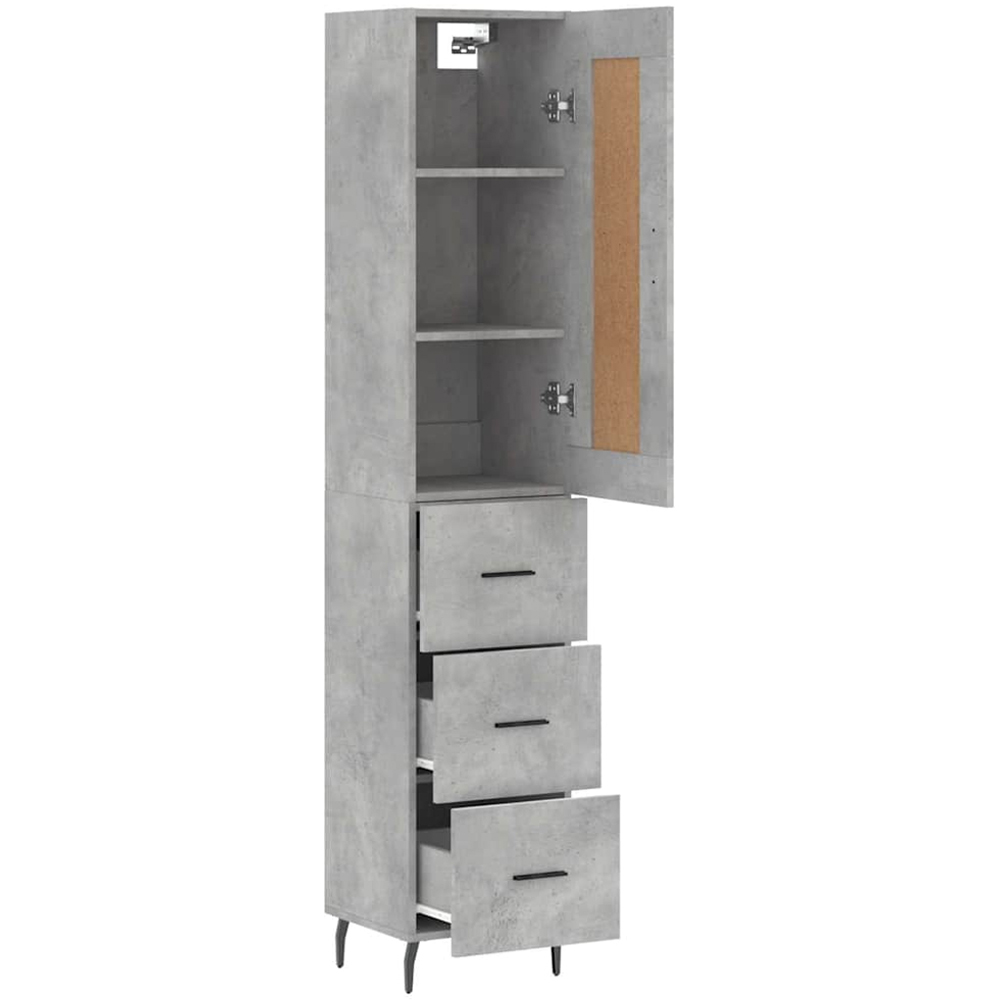 vidaXL Single Door 3 Drawer Concrete Grey Highboard Image 4