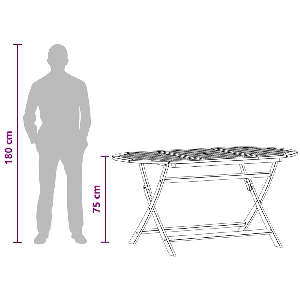 Walplus 6 Seater Brown Solid Eucalyptus Wood Foldable Garden Table Image 7