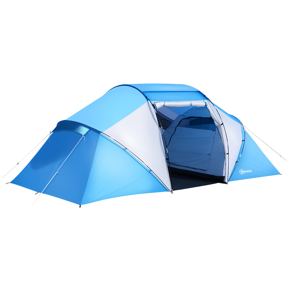 Outsunny 4-6 Person Dome Tent Blue and White Image 1