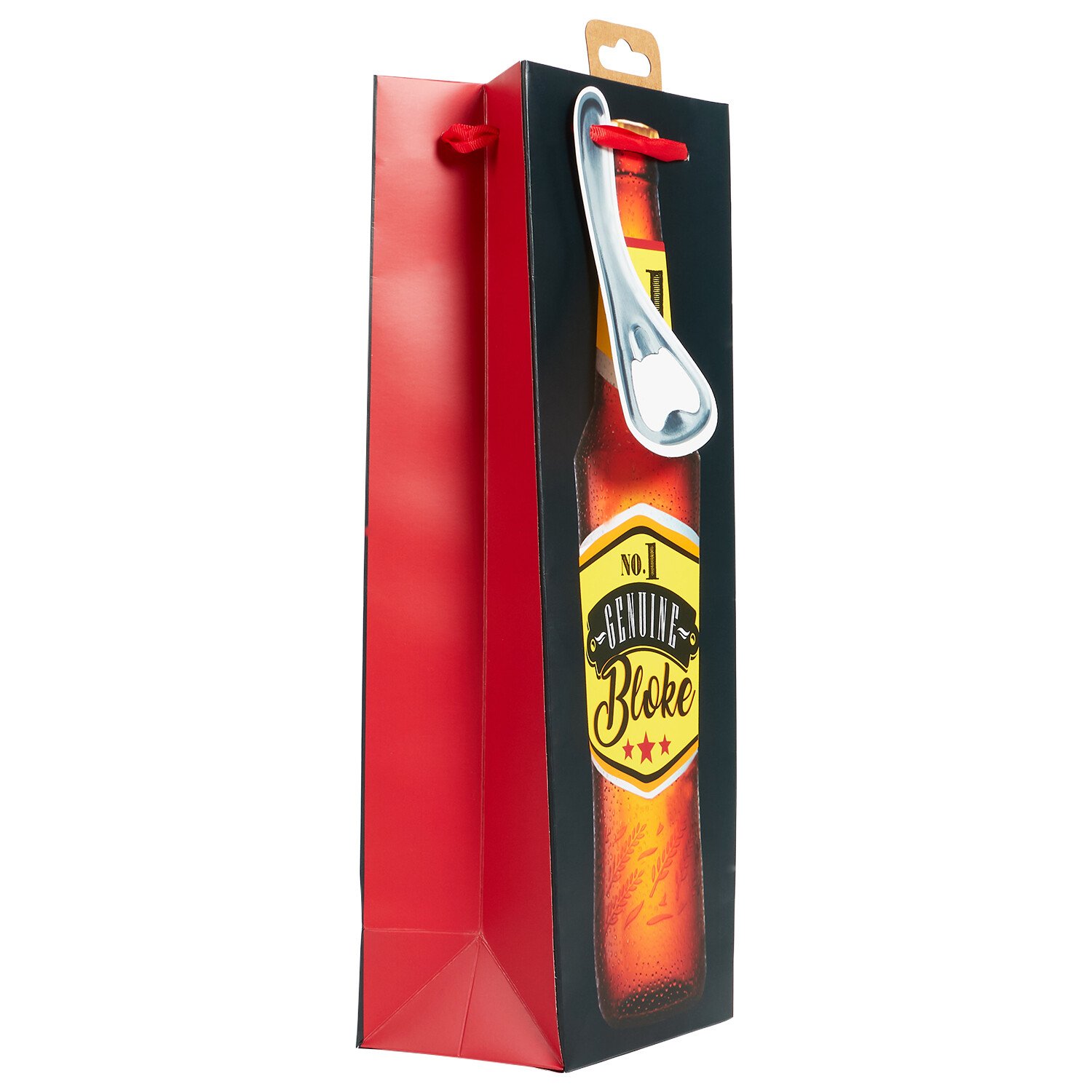 Pack of 2 Beer and Starry Bottle Gift Bags Black and Red Image 3