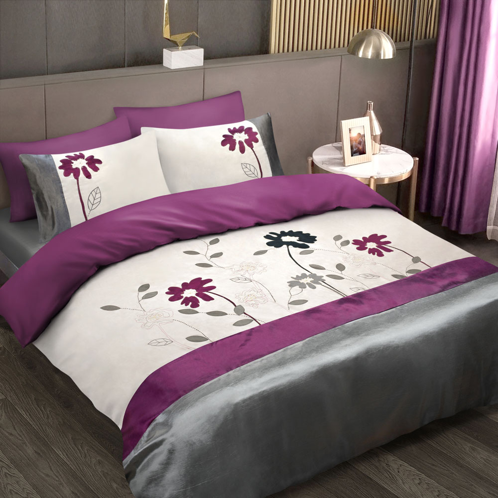 Intimates Breeze King Size Floral Embroidered Duvet Set Image 1