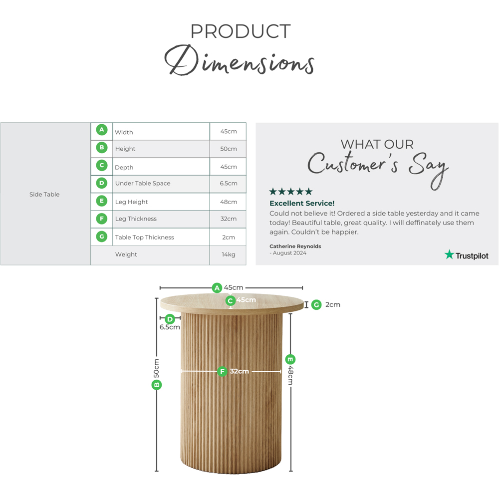 Furniturebox Penfold Oak Effect Round Wood Pedestal Side Table Image 9