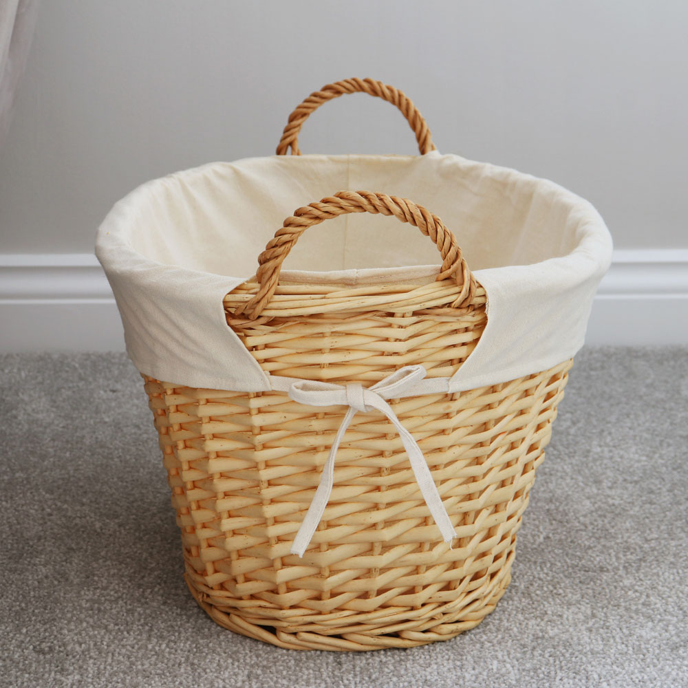 JVL  Acacia Honey Oval Willow Storage Basket with Lining 77L Image 6