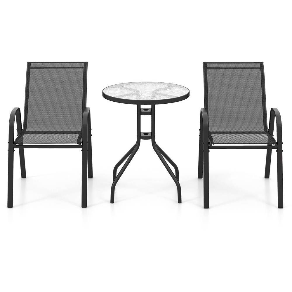 Costway 2 Seater Black Garden Bistro Set Image 2