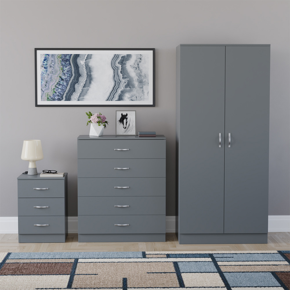 VIDA DESIGNS Riano Grey 3 Piece Bedroom Furniture Set Image 2