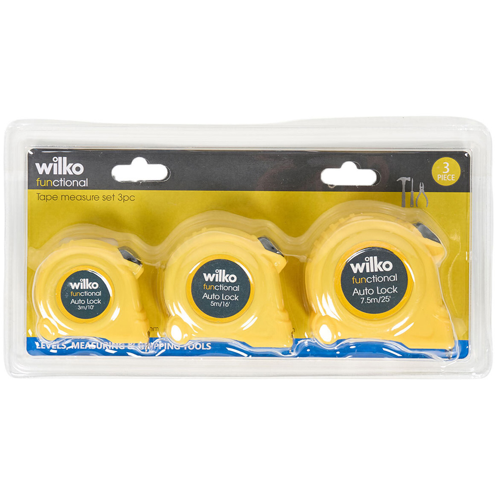 Pack of 3 Functional Tape Measure Set Yellow Image 1