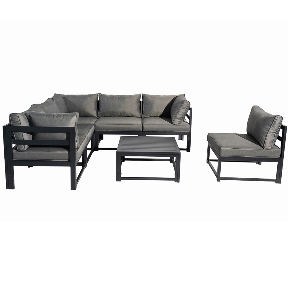 Furniture One 6 Seater L Shape Aluminium Garden Corner Sofa Set Image 3