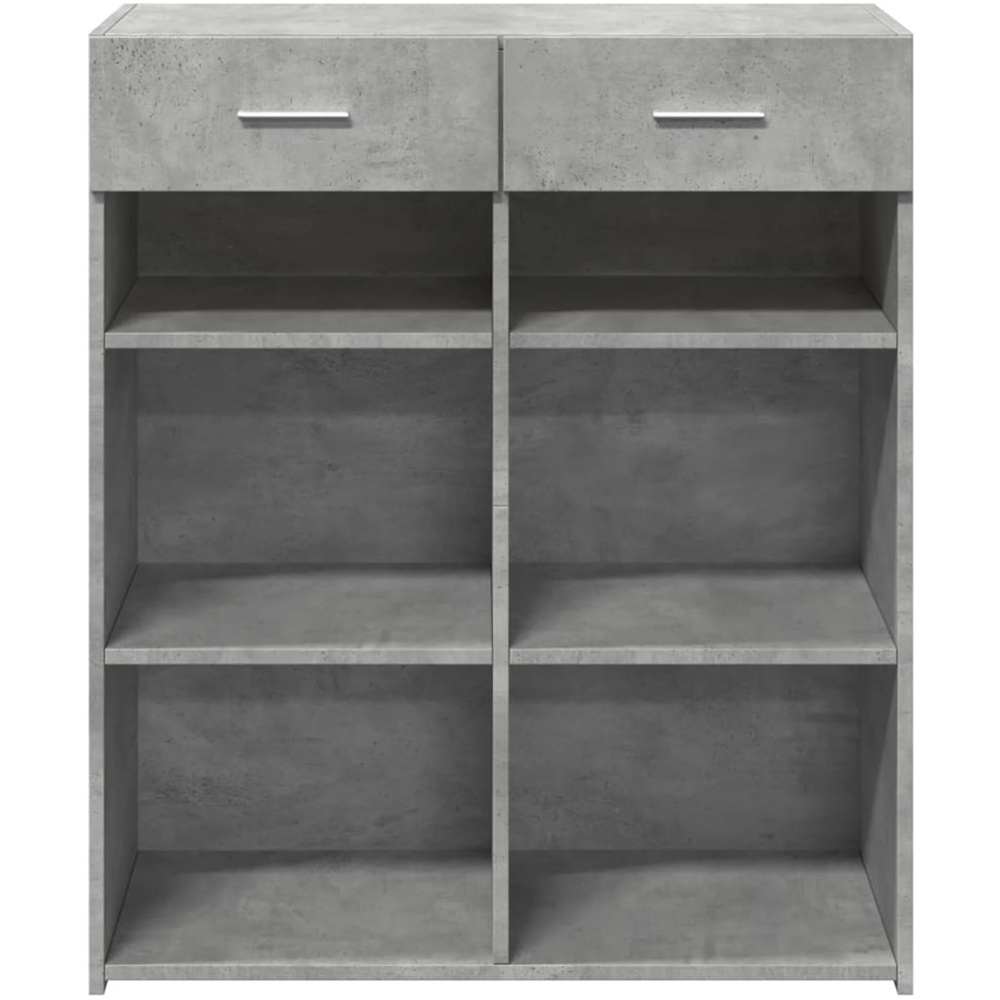 vidaXL 2 Drawer 6 Shelf Concrete Grey Wooden Sideboard Image 4