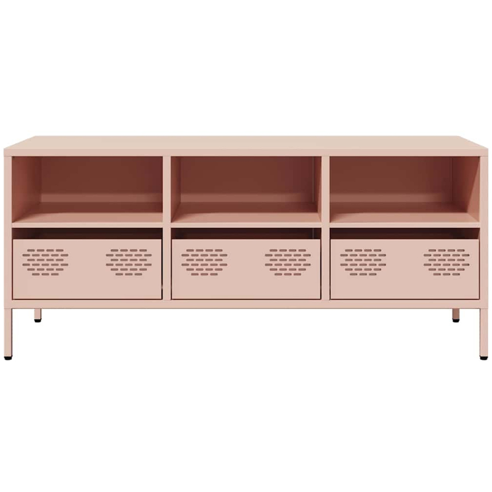 vidaXL 3 Drawer 3 Shelf Pink Steel Industrial Style TV Cabinet Image 3