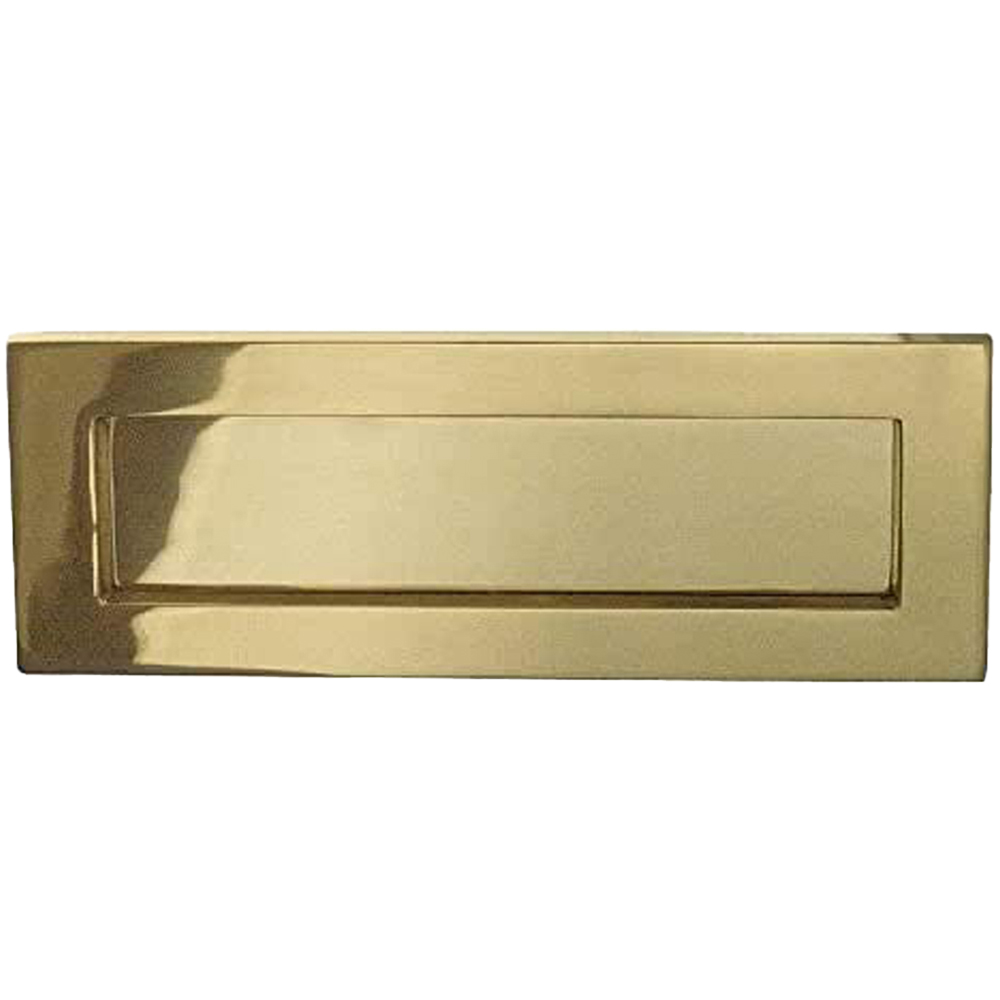 Golden Grace Polished Brass Victorian Postal Letter Plate 12 x 4 inch Image