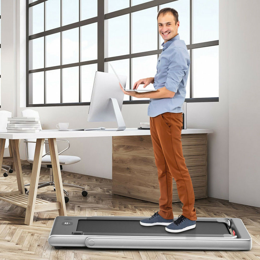 Costway 2 in 1 Silver Electric Folding Under Desk Treadmill with Bluetooth Image 4