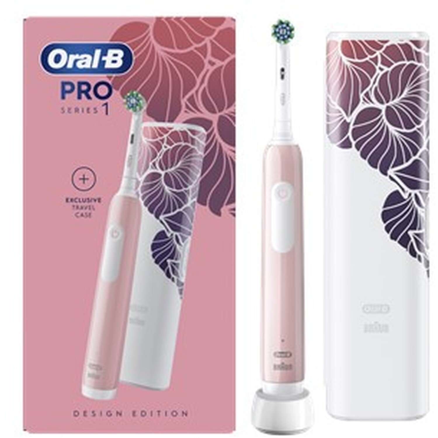 Oral-B Pro 1 Cross Action Toothbrush with Travel Case - Pink Image